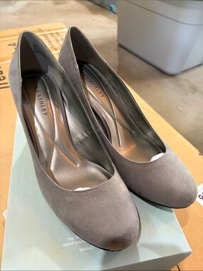 Laura Ashley Taupe Suede Round-Toe Heels